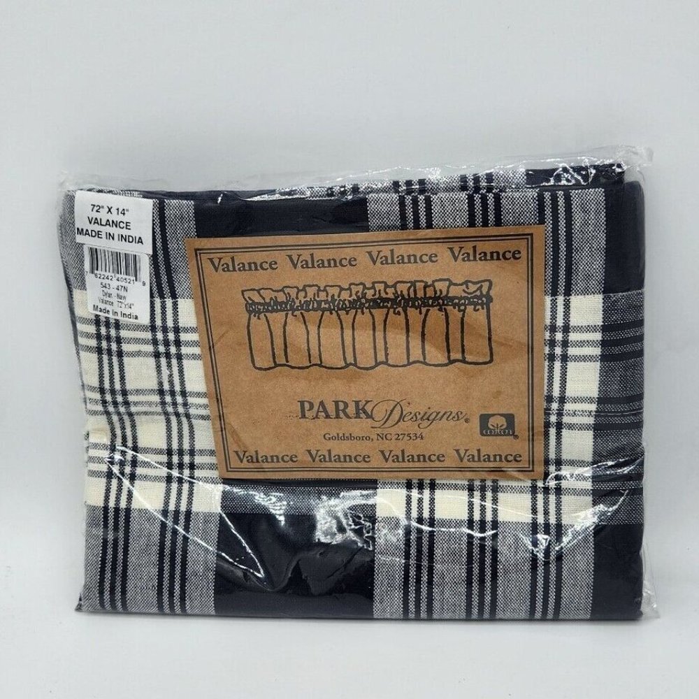 Park Designs 72" X 14" Valance Dylan Navy Plaid Curtain New In Package